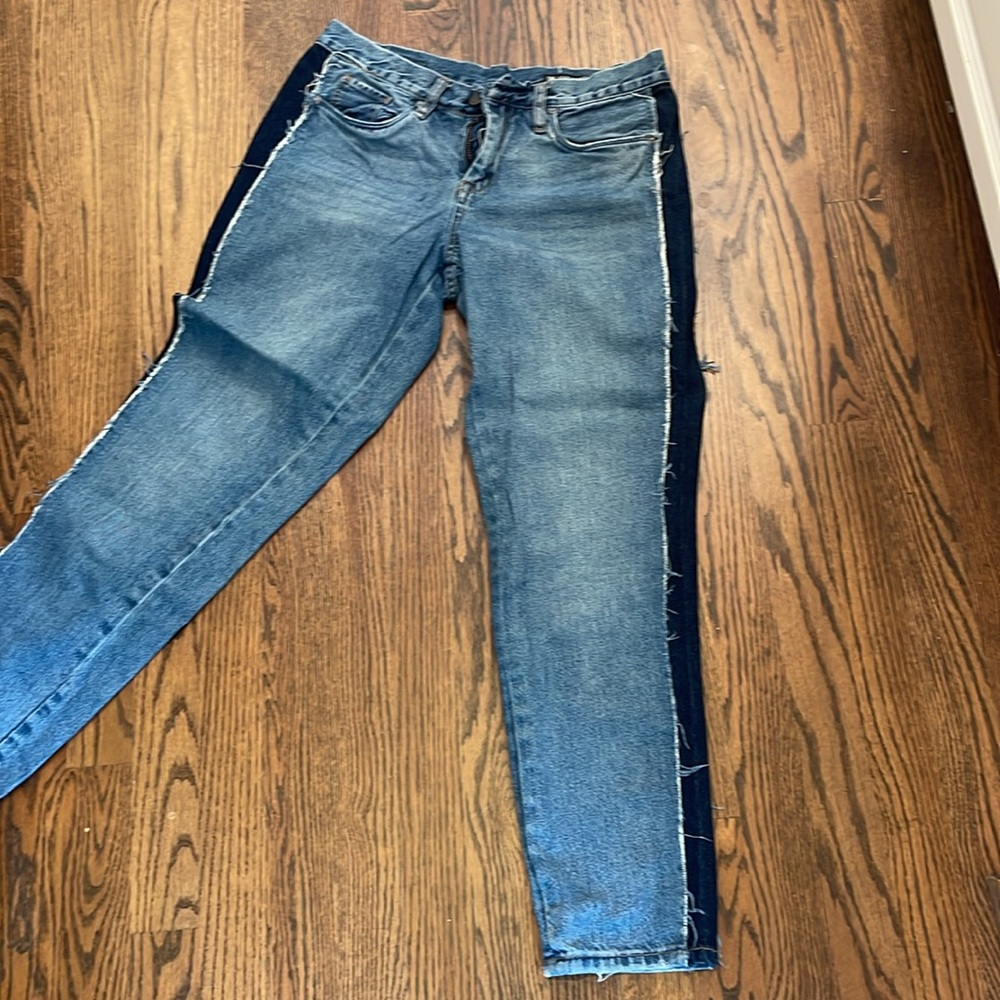 Blank NYC Women's Blue Crop tuxedo Girlfriend Jeans